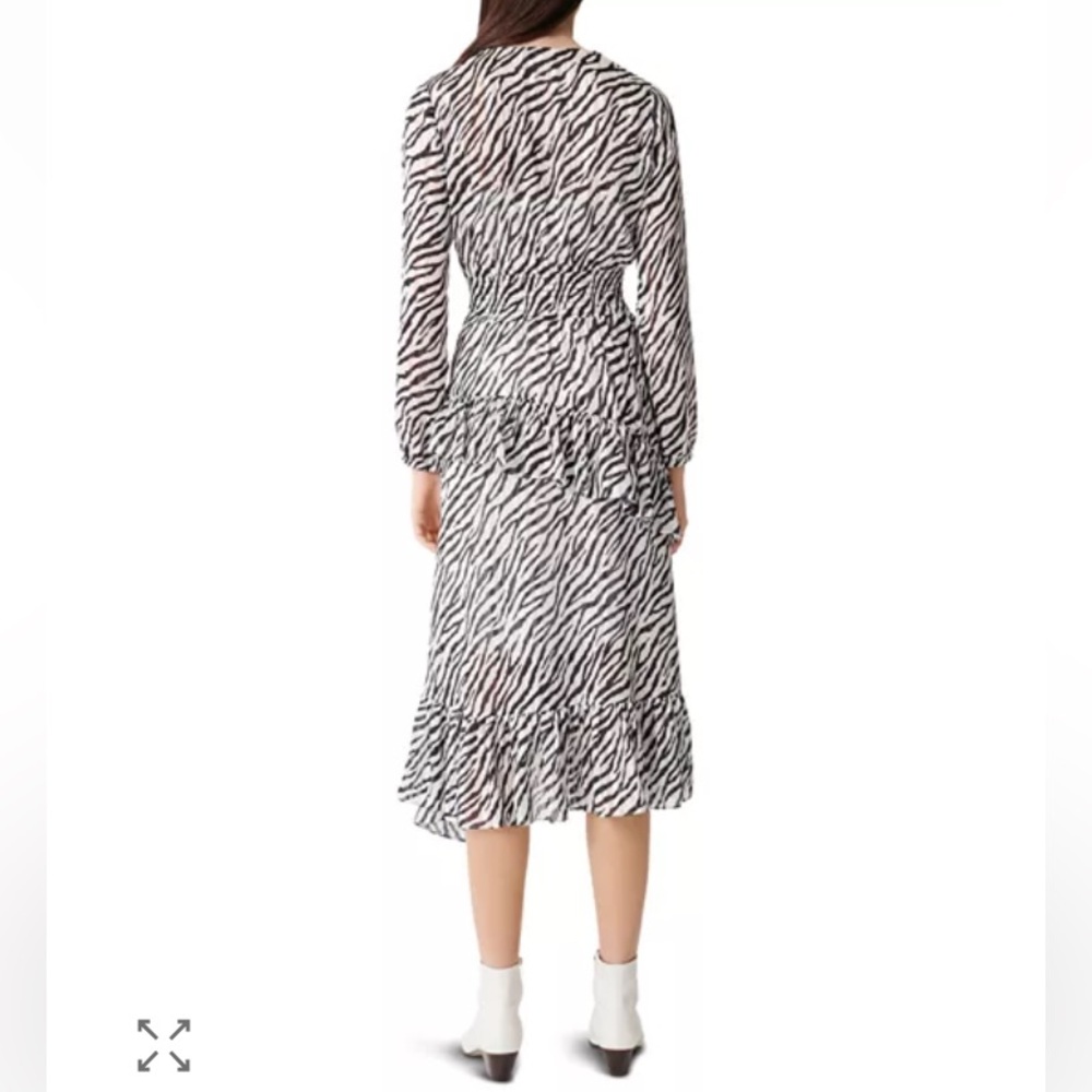 Maje Ribou Zebra-Print Ruffle Midi Dress - Picture 2 of 9
